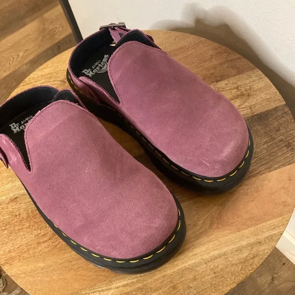 Dr. Martens Zeb Zag Chunky Sole Suede Mule Clogs in Muted Purple - Picture 4 of 12